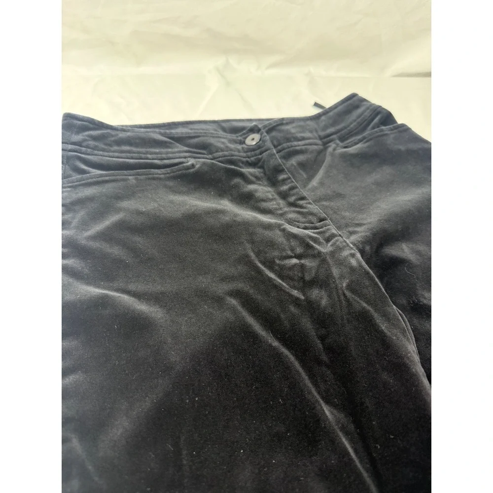 Eileen Fisher PP Black Velvet Straight Leg Pants‎ Petite Mid Rise
